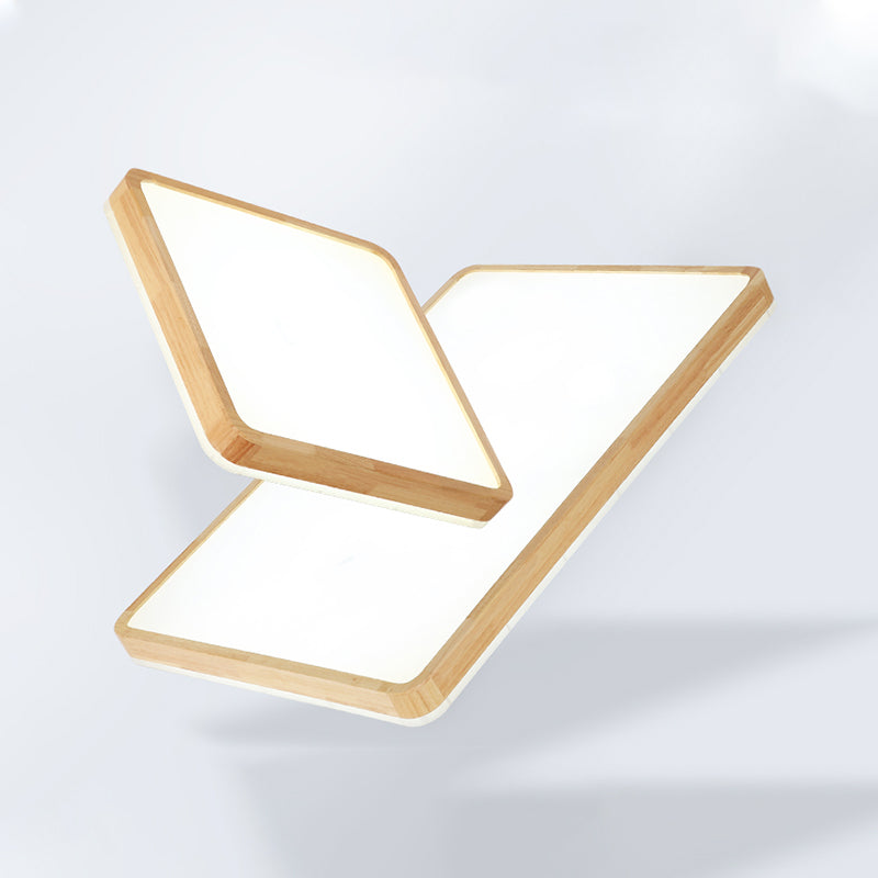 LED Flush Ceiling Light Fixtures with Acrylic Shade Wooden Flush Mount Ceiling Fixture