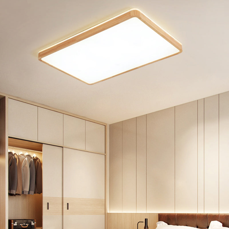 LED Flush Ceiling Light Fixtures with Acrylic Shade Wooden Flush Mount Ceiling Fixture