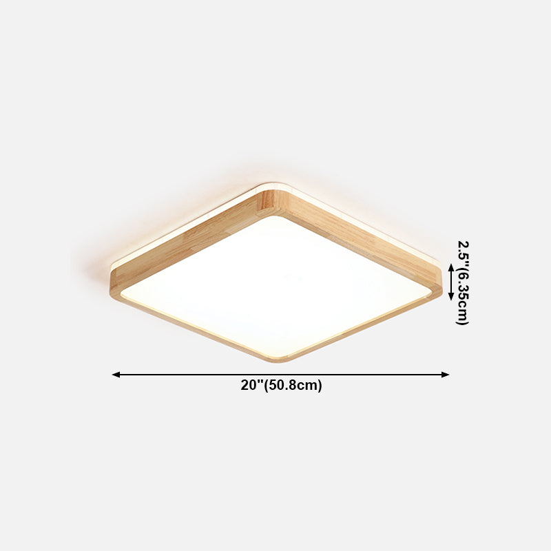 LED Flush Ceiling Light Fixtures with Acrylic Shade Wooden Flush Mount Ceiling Fixture