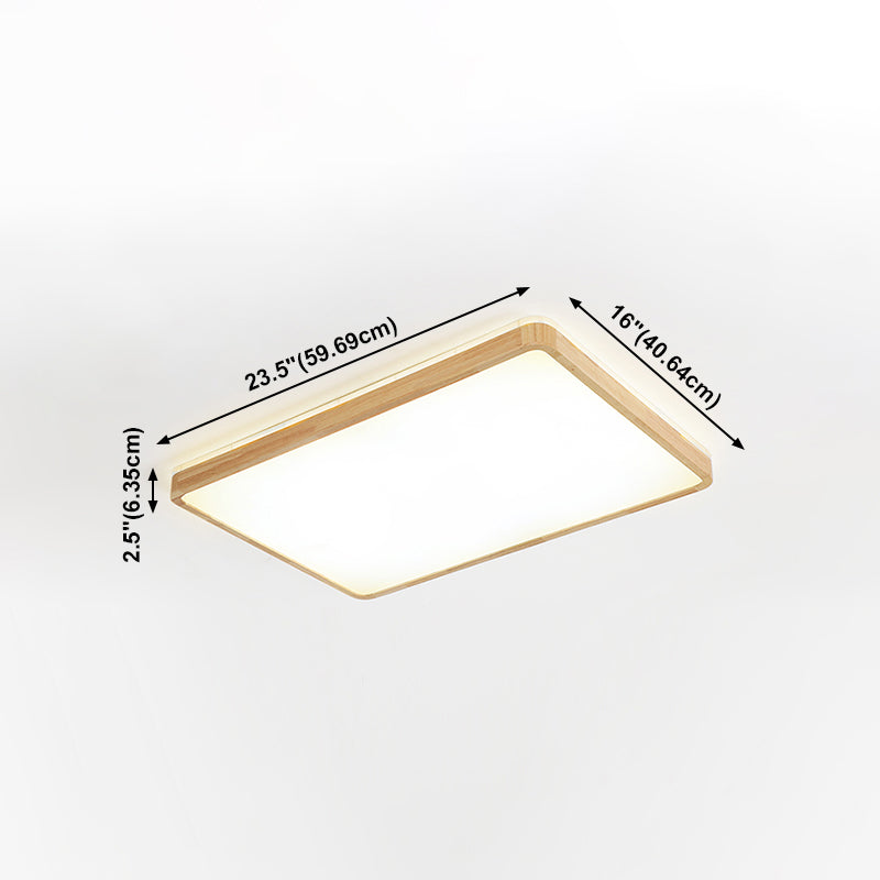 LED Flush Ceiling Light Fixtures with Acrylic Shade Wooden Flush Mount Ceiling Fixture