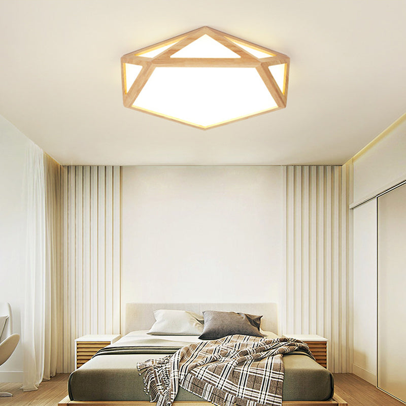 Houten inbouwplafondlamp met acrylkap LED moderne inbouwplafondarmatuur