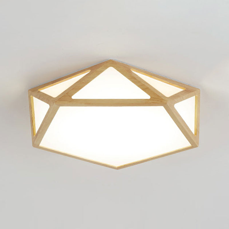 Lámpara de techo empotrada de madera con pantalla acrílica LED, accesorio de techo moderno para montaje empotrado