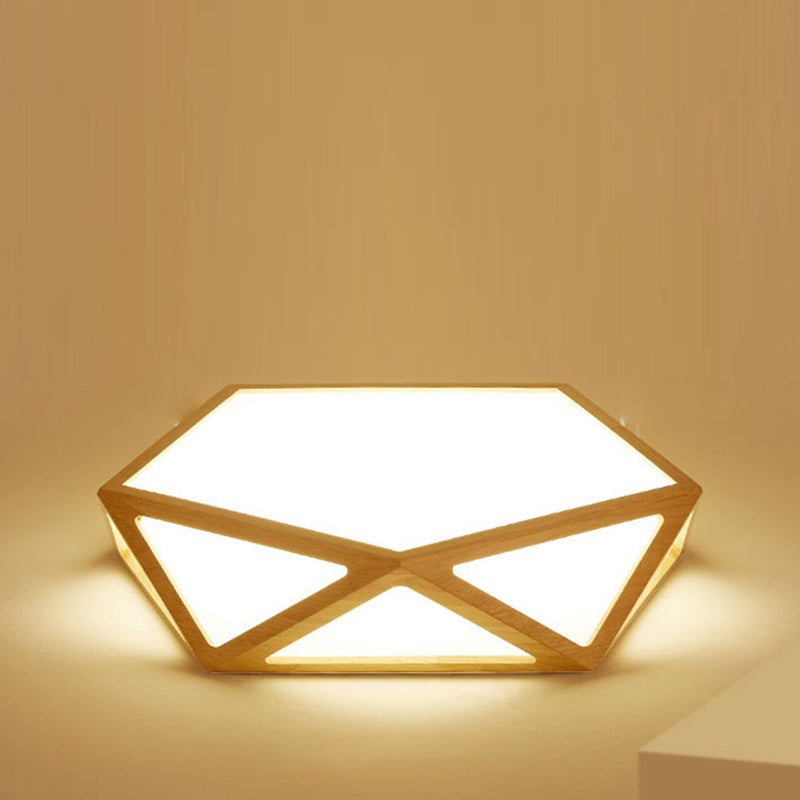 Houten inbouwplafondlamp met acrylkap LED moderne inbouwplafondarmatuur