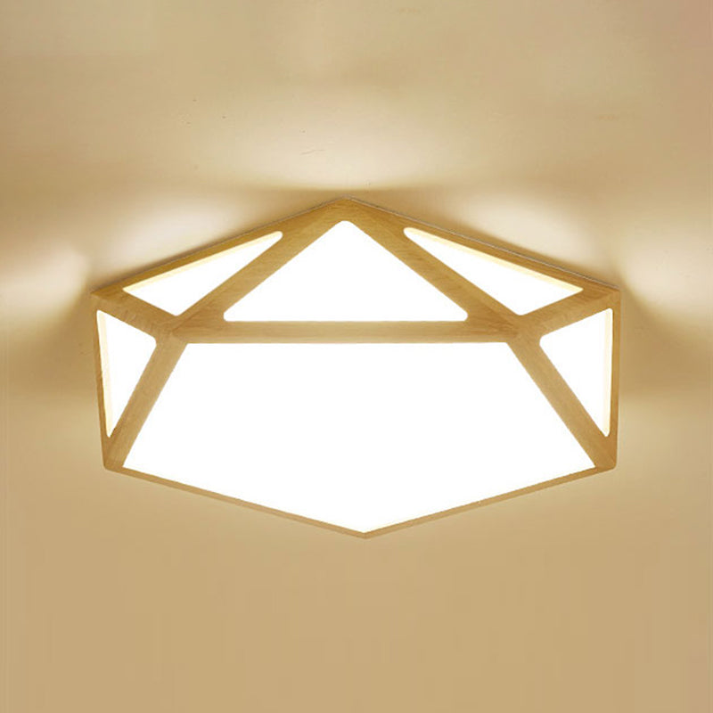 Houten inbouwplafondlamp met acrylkap LED moderne inbouwplafondarmatuur