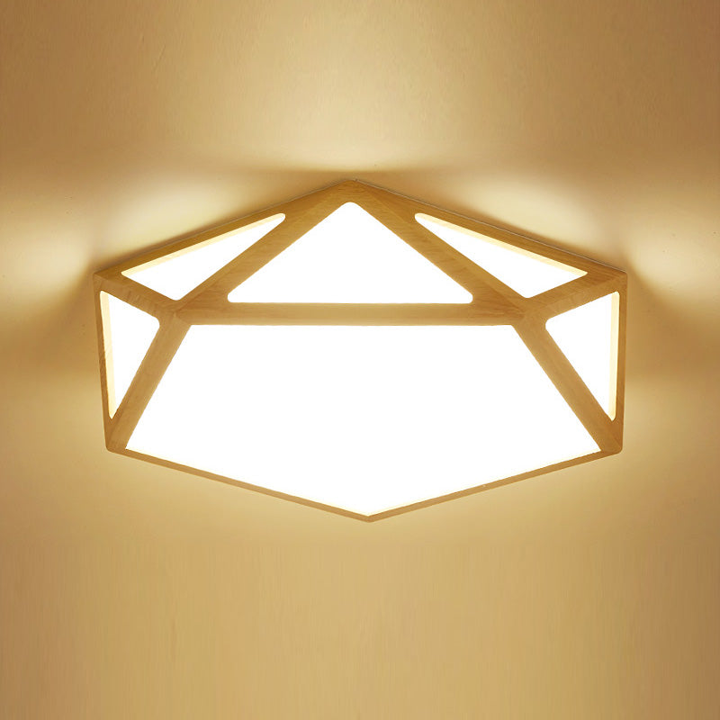 Houten inbouwplafondlamp met acrylkap LED moderne inbouwplafondarmatuur