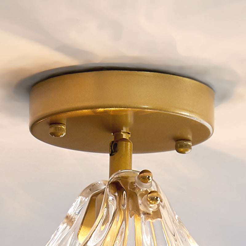 Gouden Shell plafondgemonteerde armatuur Eenvoud Stijl Glazen plafondlamp