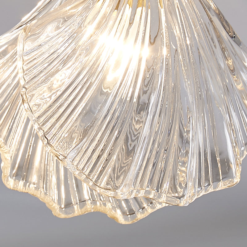 Gouden Shell plafondgemonteerde armatuur Eenvoud Stijl Glazen plafondlamp