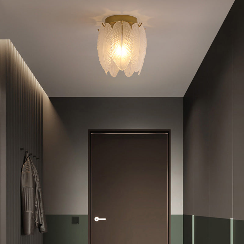 Luminaire encastré au plafond en plumes, style simple, doré