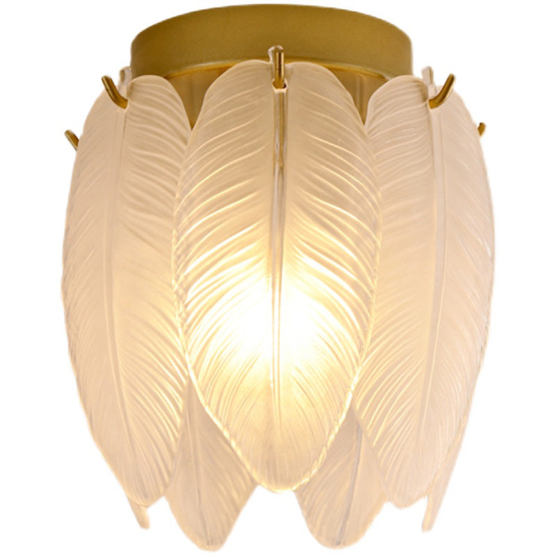 Lámpara de techo empotrada en oro estilo simplicidad, accesorio montado en el techo con plumas