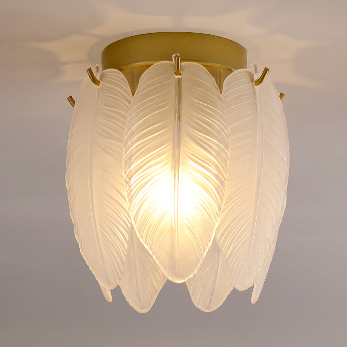 Luminaire encastré au plafond en plumes, style simple, doré