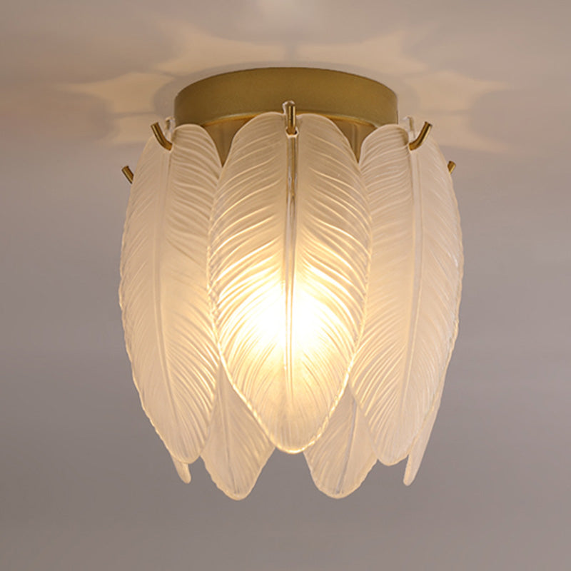 Luminaire encastré au plafond en plumes, style simple, doré