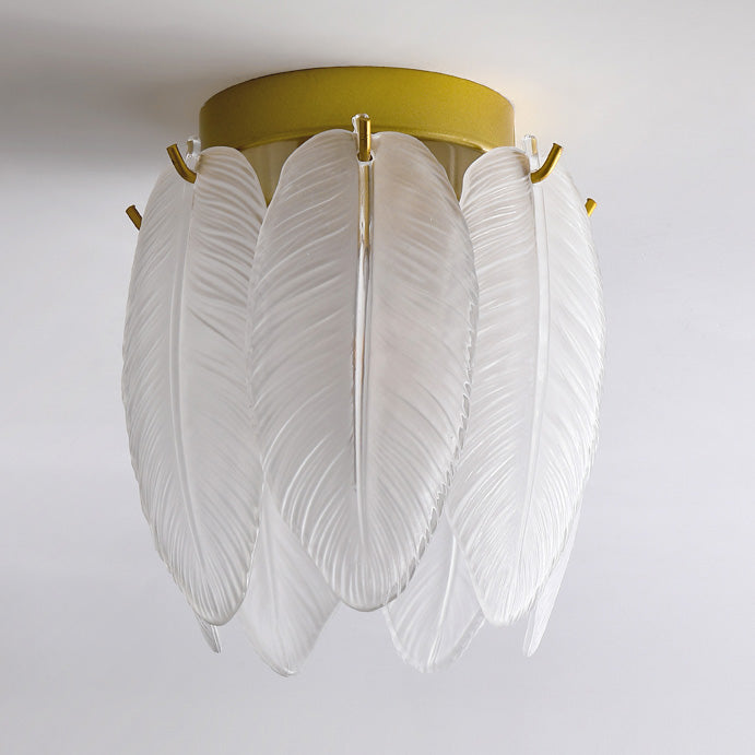 Luminaire encastré au plafond en plumes, style simple, doré