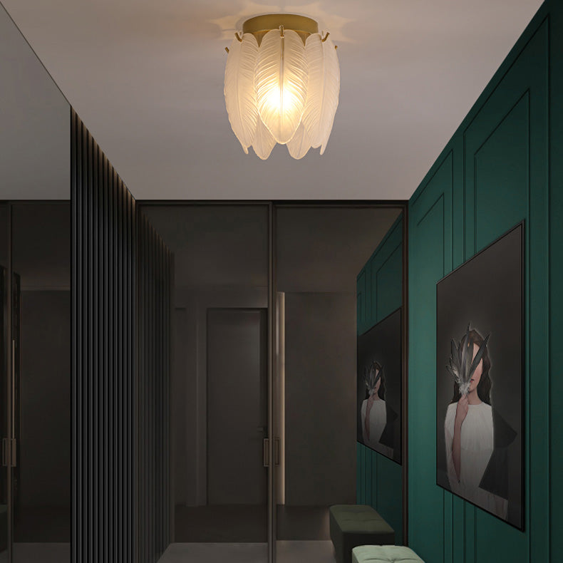 Luminaire encastré au plafond en plumes, style simple, doré