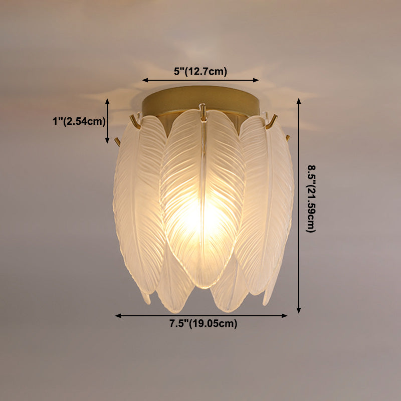 Luminaire encastré au plafond en plumes, style simple, doré