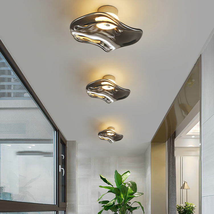 Plafonnier semi-encastré moderne, éclairage de plafond simple en verre pour balcon
