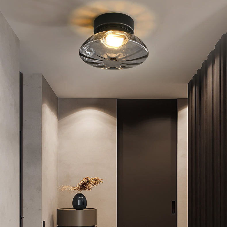 Plafonnier semi-encastré moderne, éclairage de plafond simple en verre pour balcon