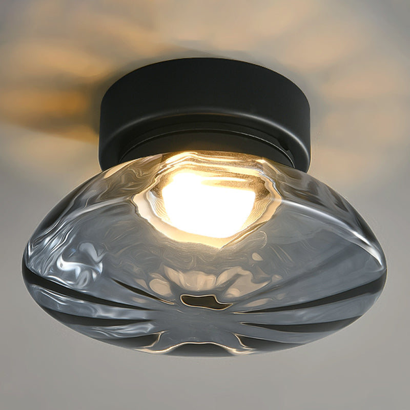 Plafonnier semi-encastré moderne, éclairage de plafond simple en verre pour balcon
