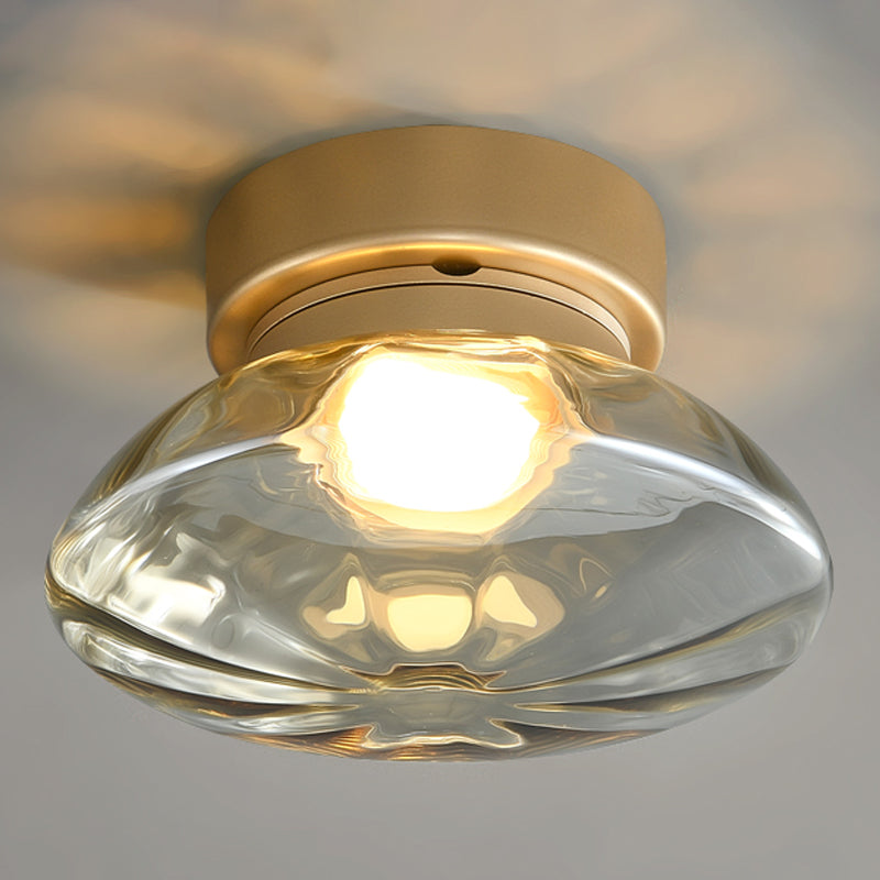Plafonnier semi-encastré moderne, éclairage de plafond simple en verre pour balcon