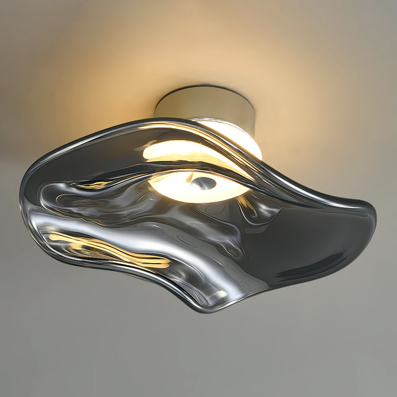 Plafonnier semi-encastré moderne, éclairage de plafond simple en verre pour balcon
