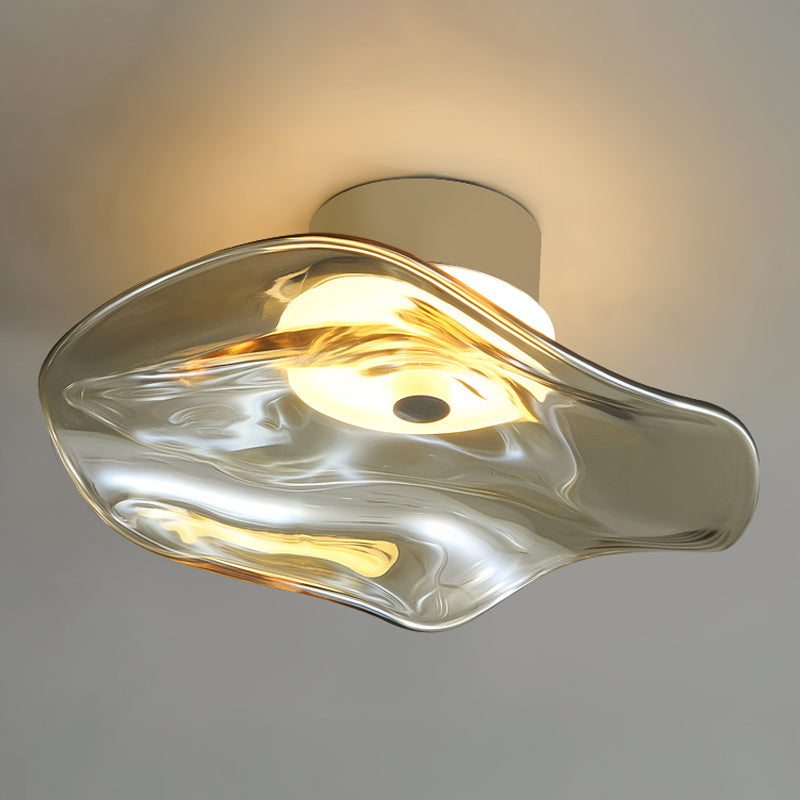 Plafonnier semi-encastré moderne, éclairage de plafond simple en verre pour balcon