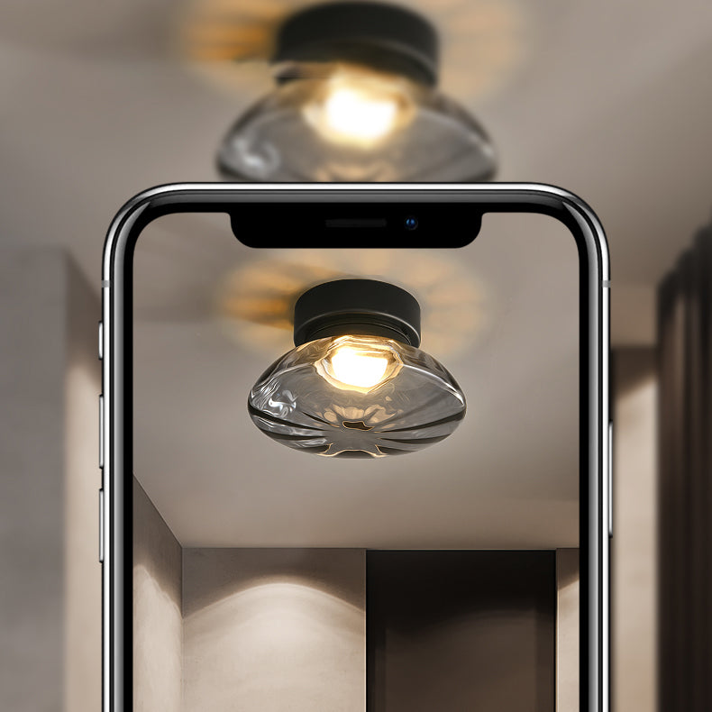Plafonnier semi-encastré moderne, éclairage de plafond simple en verre pour balcon