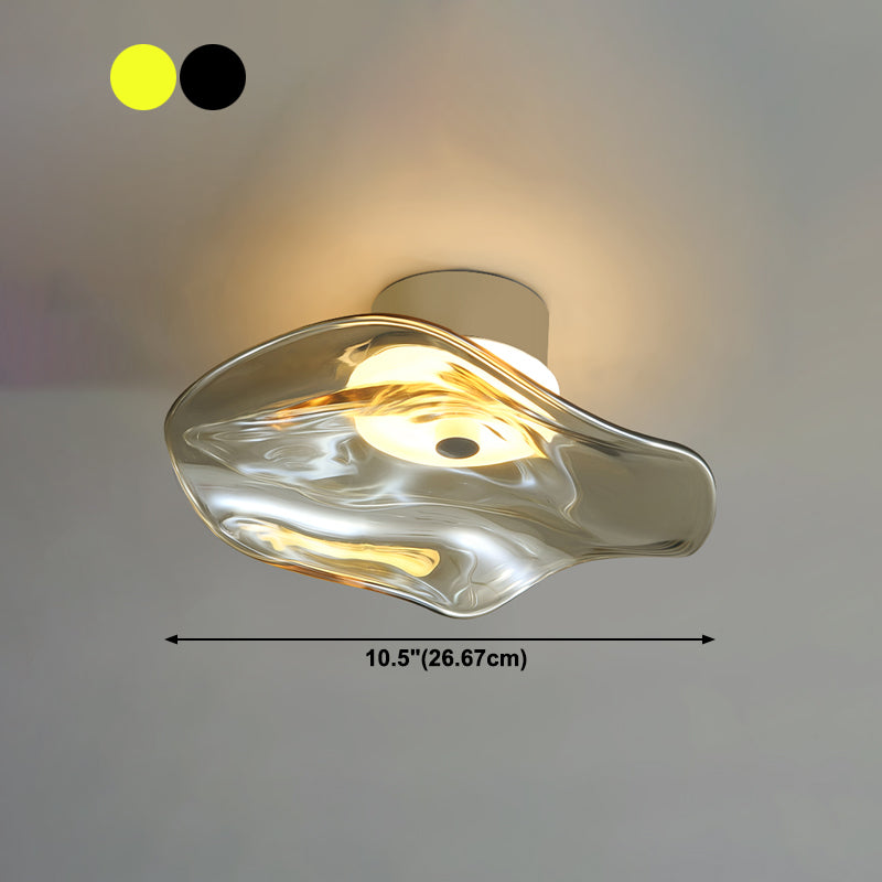 Plafonnier semi-encastré moderne, éclairage de plafond simple en verre pour balcon