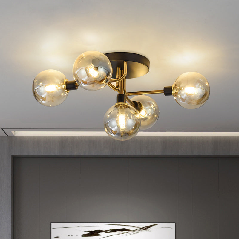 Round Glass Ceiling Mount Lighting Minimalist-Style Semi Flush Ceiling Light Fixture
