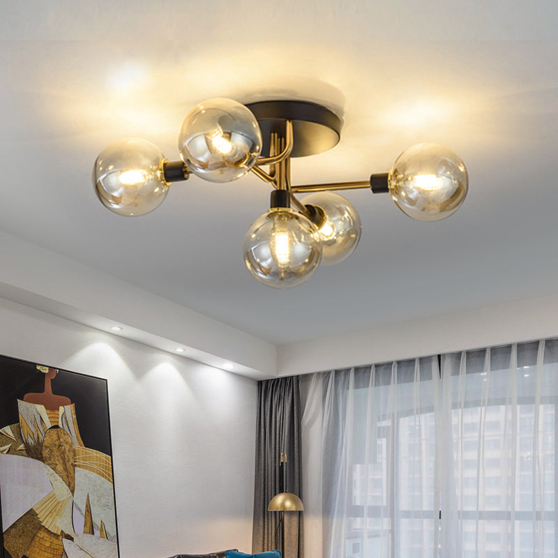 Round Glass Ceiling Mount Lighting Minimalist-Style Semi Flush Ceiling Light Fixture