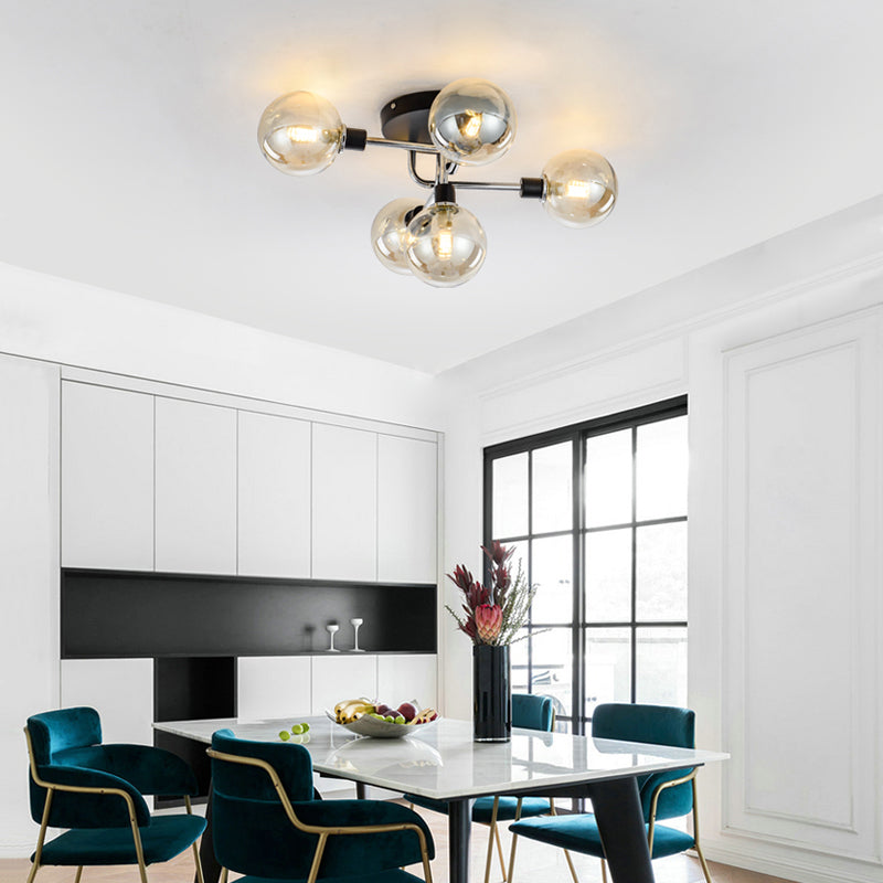 Round Glass Ceiling Mount Lighting Minimalist-Style Semi Flush Ceiling Light Fixture