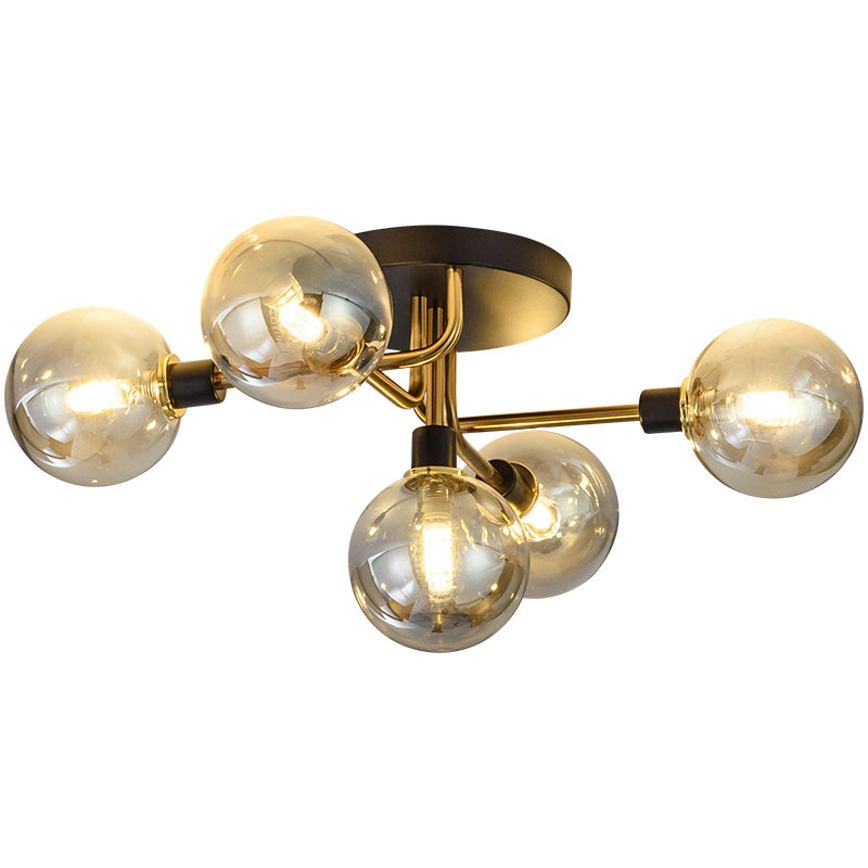 Round Glass Ceiling Mount Lighting Minimalist-Style Semi Flush Ceiling Light Fixture