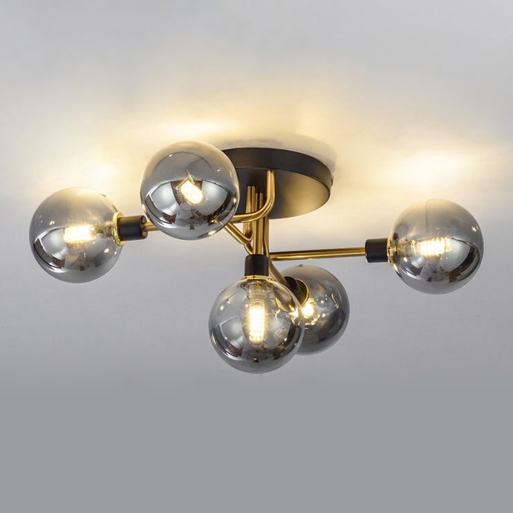 Round Glass Ceiling Mount Lighting Minimalist-Style Semi Flush Ceiling Light Fixture