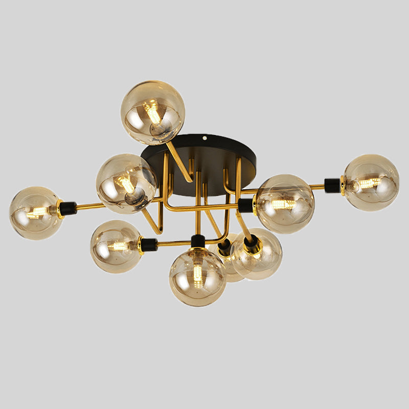 Round Glass Ceiling Mount Lighting Minimalist-Style Semi Flush Ceiling Light Fixture
