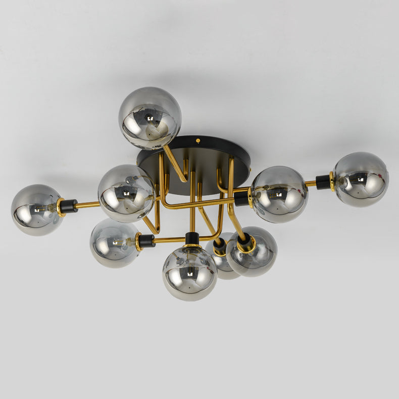 Round Glass Ceiling Mount Lighting Minimalist-Style Semi Flush Ceiling Light Fixture
