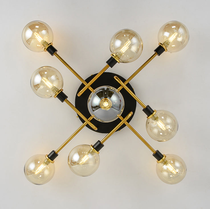 Round Glass Ceiling Mount Lighting Minimalist-Style Semi Flush Ceiling Light Fixture