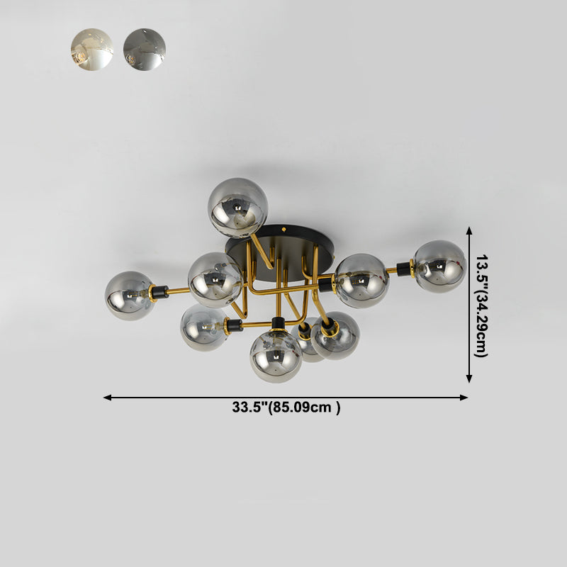 Round Glass Ceiling Mount Lighting Minimalist-Style Semi Flush Ceiling Light Fixture