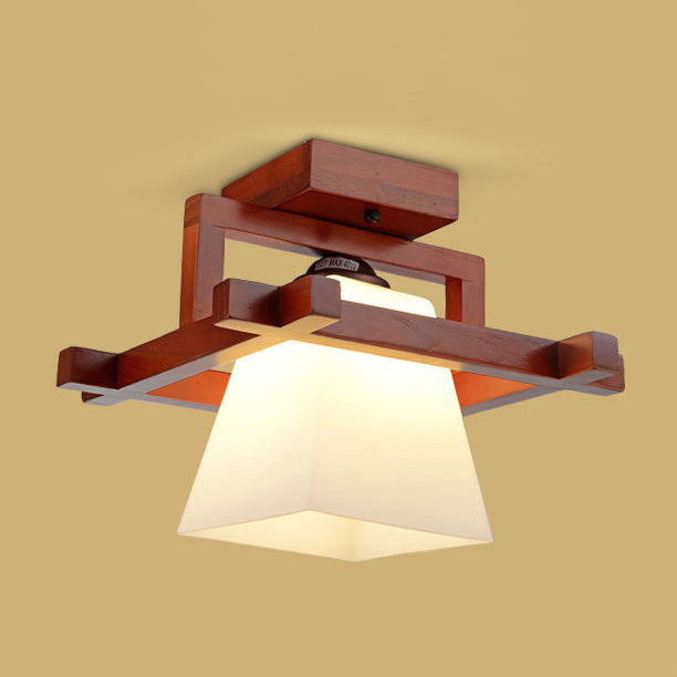 Gangpad semi-inbouw plafondarmatuur hout eenvoudige stijl plafondverlichting in bruin