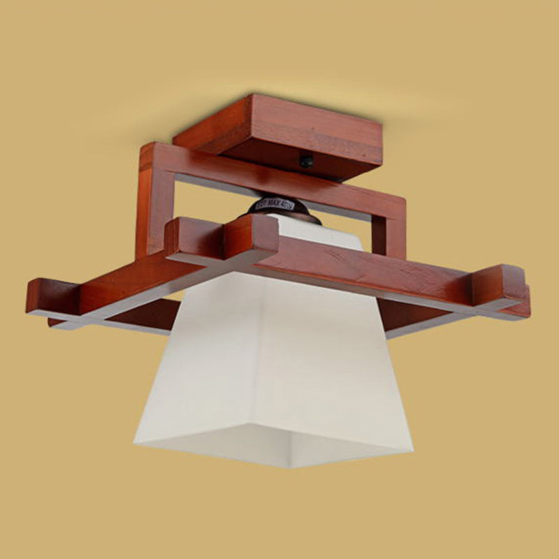 Gangpad semi-inbouw plafondarmatuur hout eenvoudige stijl plafondverlichting in bruin