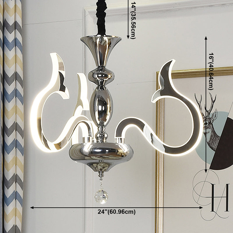 Modern Style Geometric Shape Chandelier Metal LED Hanging Light for Bedroom