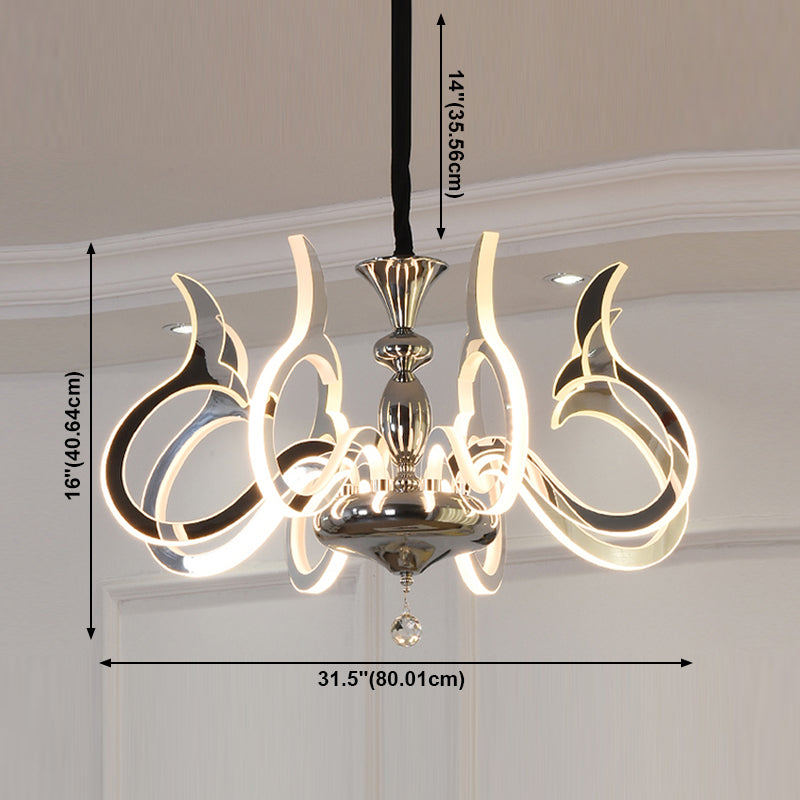 Modern Style Geometric Shape Chandelier Metal LED Hanging Light for Bedroom