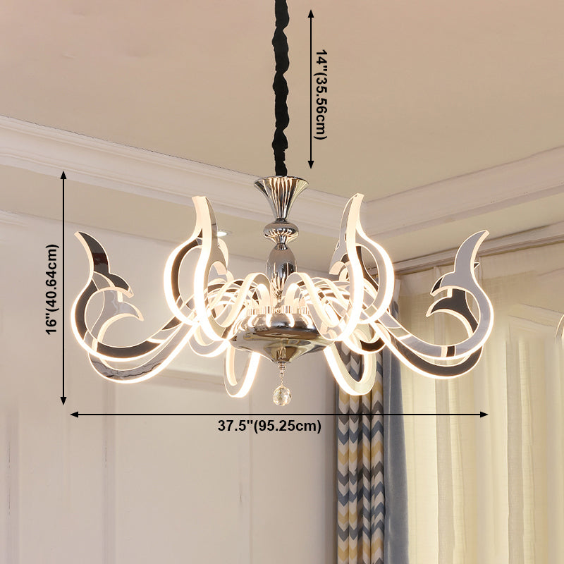 Modern Style Geometric Shape Chandelier Metal LED Hanging Light for Bedroom