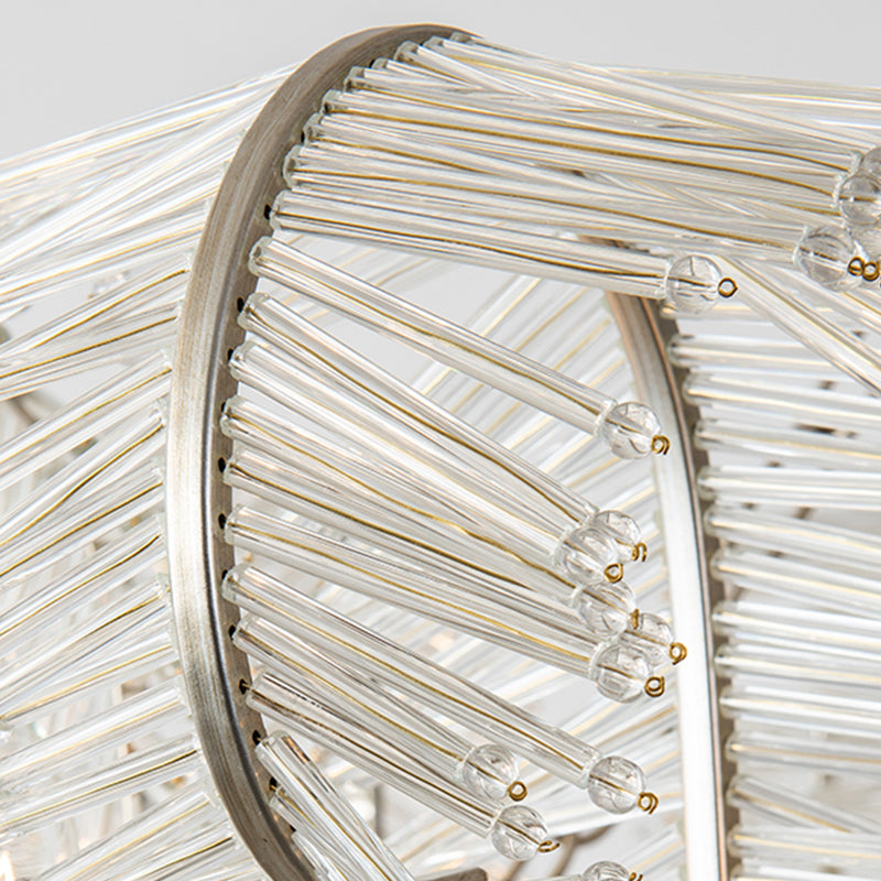 American Candle Chandelier Glass Silver Hanging Light for Bedroom