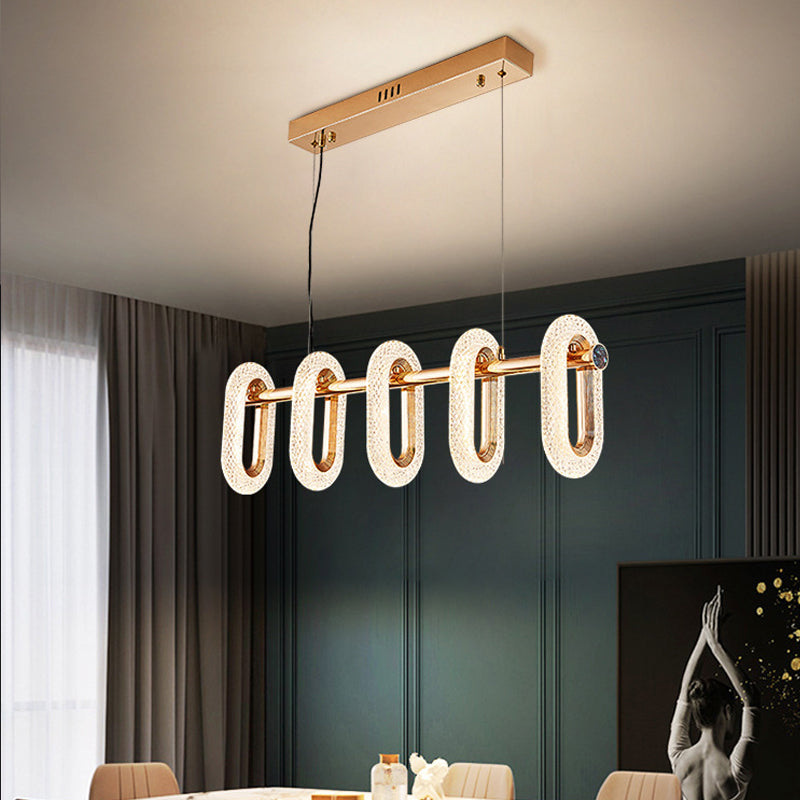 Postmodern LED Chandelier Oval Shape Suspension Lamp with Crystal Beads