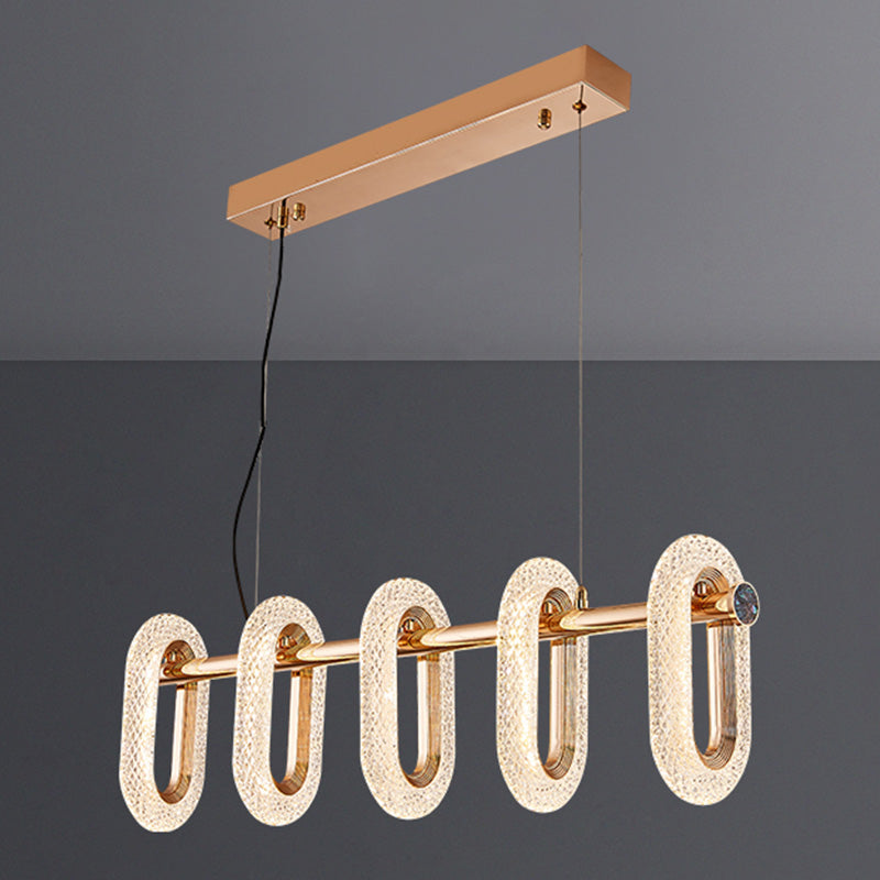 Postmodern LED Chandelier Oval Shape Suspension Lamp with Crystal Beads