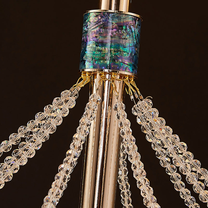 Lampada a forma di ovale a forma ovale Postmodern Lamdelier con perle di cristallo