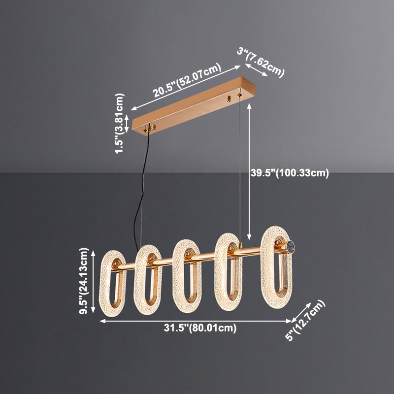 Postmodern LED Chandelier Oval Shape Suspension Lamp with Crystal Beads