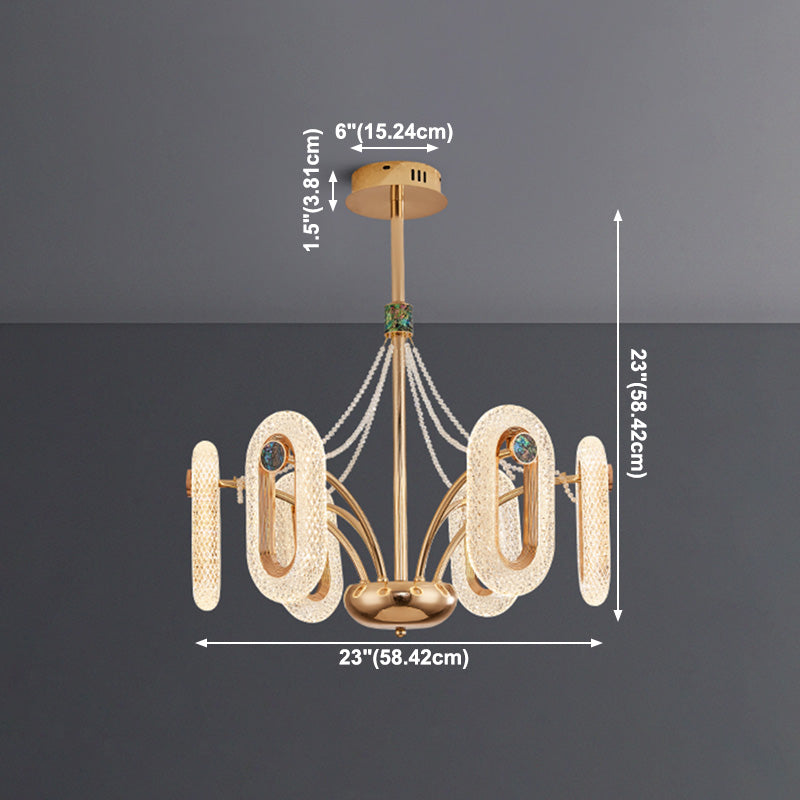 Postmodern LED Chandelier Oval Shape Suspension Lamp with Crystal Beads