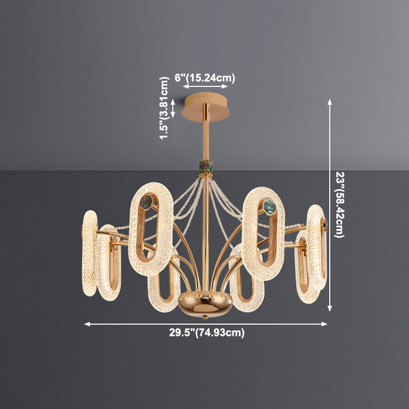 Lampada a forma di ovale a forma ovale Postmodern Lamdelier con perle di cristallo