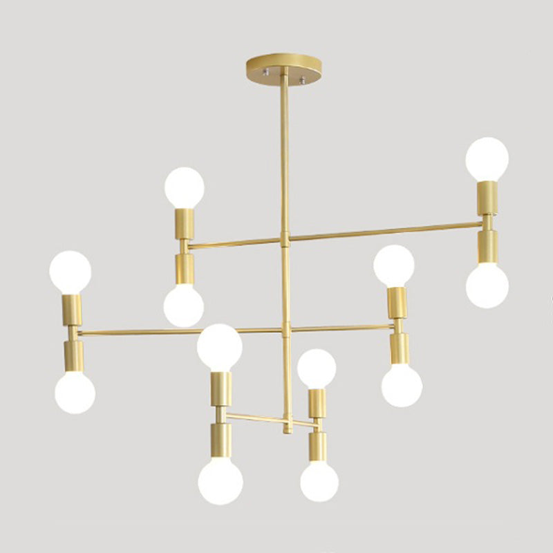 Postmodern Hanging Light Fixture Metal 12-Light Dining Room Chandelier