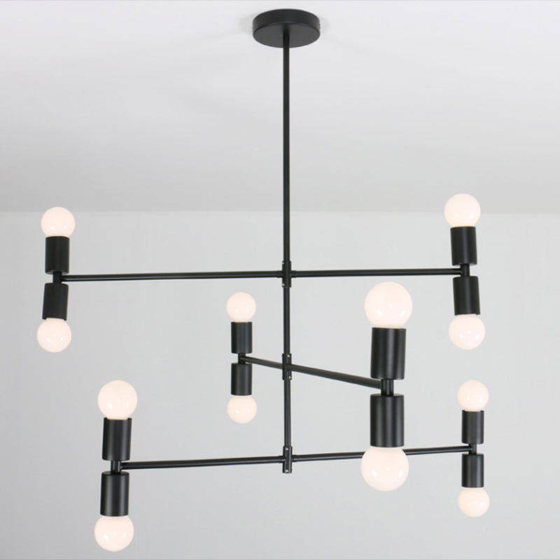 Postmodern Hanging Light Fixture Metal 12-Light Dining Room Chandelier