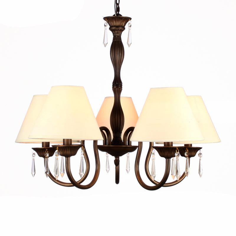 Vintage conische kroonluchter veelkleurige geplooide stof hanglamp